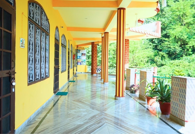 Campus corridor Forest View — Rishikesh Sadan